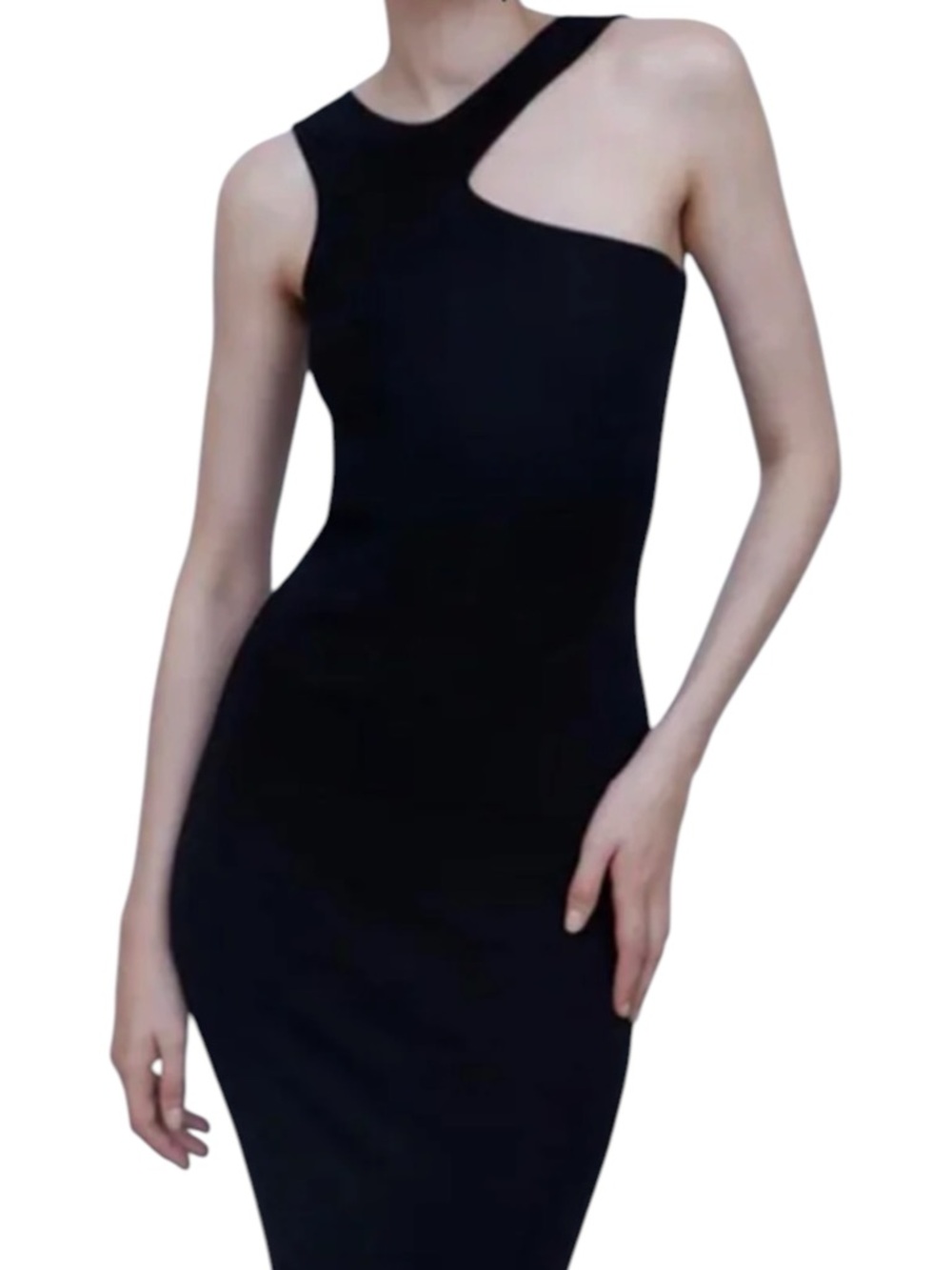 NWT ZARA Cut Out Asymmetrical Neckline Mini Dress In Black Size Small